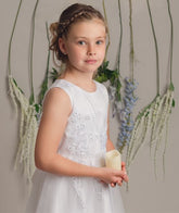 Elegant Flower Tulle Dress Ankle White